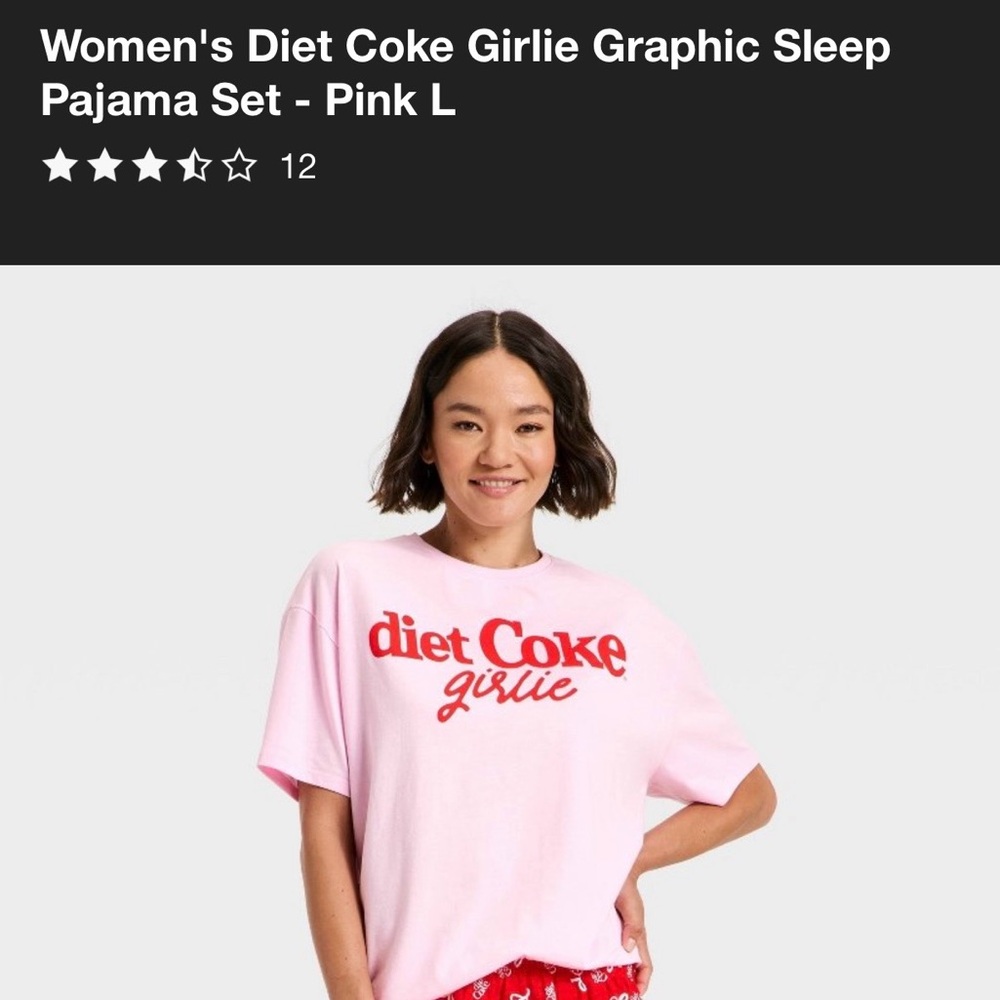 Target Pink Diet Coke Girlie Graphic Sleep Pajama Set
